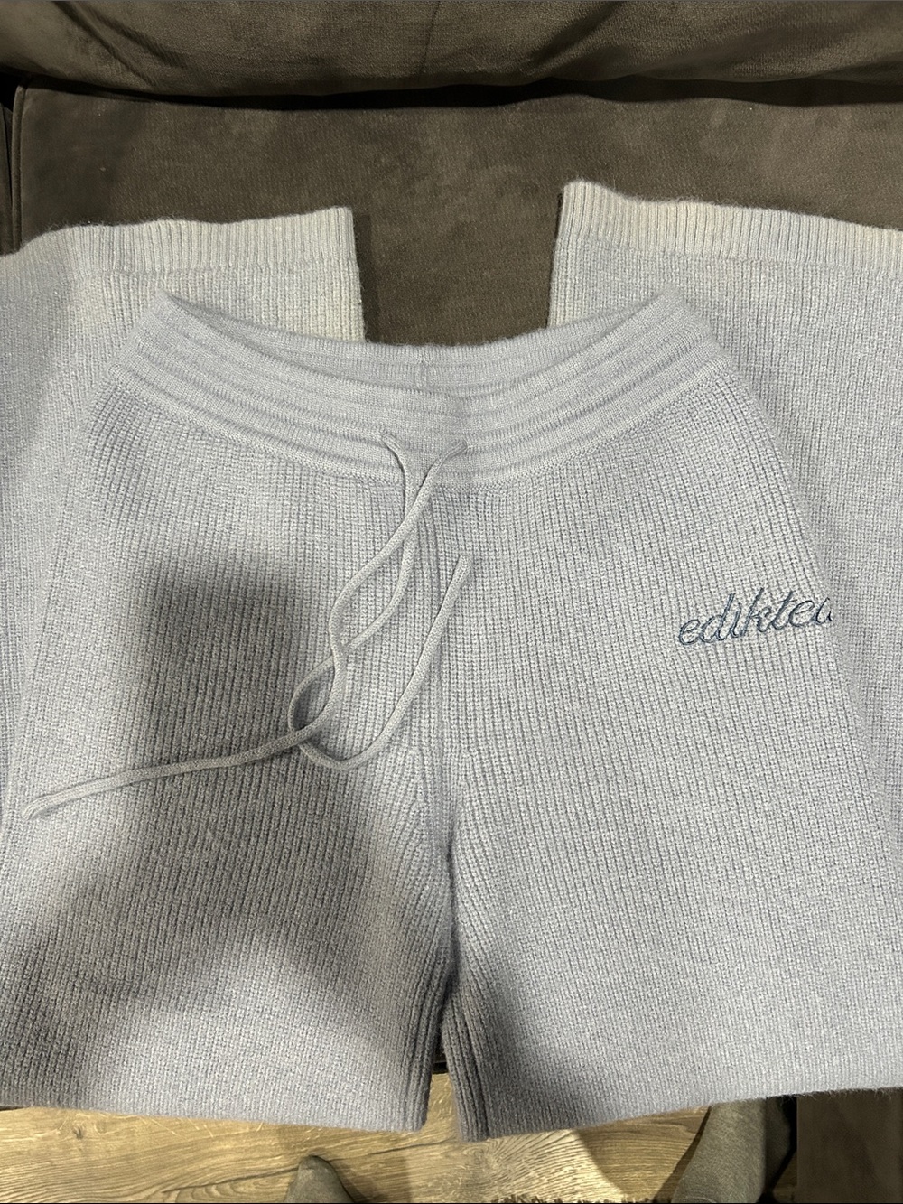Edikted Light Blue Knit Sweatpants XS